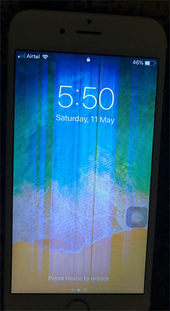 línea azul en pantalla iphone