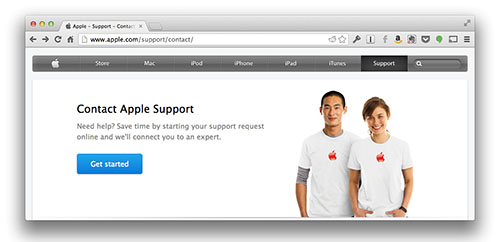 poner contacto con soporte apple